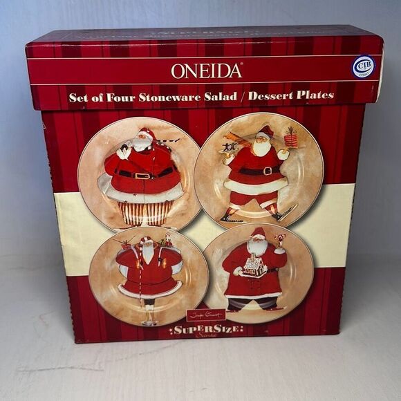 Oneida Super Size Santa Jennifer Garant Set of 4 8 1/4" Plate Dessert Plate - Picture 2 of 4